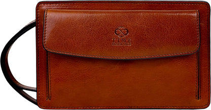 Time Resistance Leather Clutch for Men Organizer Wrist Bag Briefcase Handmade in Italy Gift Box Included