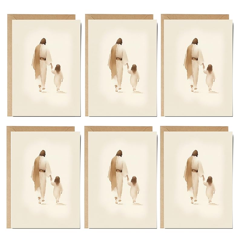 | The Way He Leads | Christian Greeting Cards Set of 6 with Envelopes | Blank Cards, Jesus Decor, Christian Gifts for Women, Religious Gifts Christian Décor (5"x7" The Way He Leads (Girl))