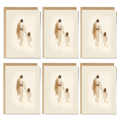 | The Way He Leads | Christian Greeting Cards Set of 6 with Envelopes | Blank Cards, Jesus Decor, Christian Gifts for Women, Religious Gifts Christian Décor (5"x7" The Way He Leads (Girl))