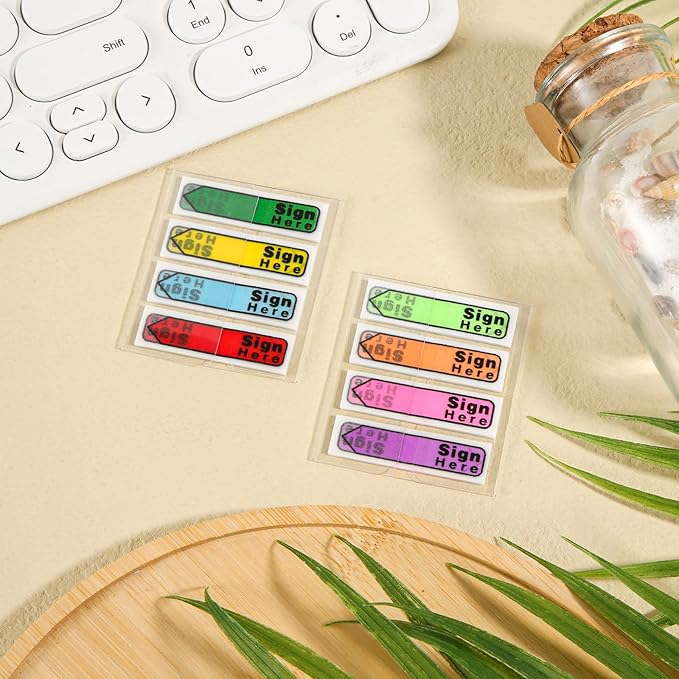 600pcs Stickers(6 Pack) Sign Here Labels, Sign Here Flags Sticky Notes Initial Here Stickers with Dispenser Arrow Labels Easy to Post for Office School Notary Books(Colorful)