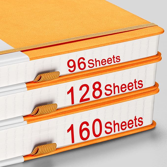 AHGXG Graph Paper Notebook - 320 Pages Grid Notebook Thick Journal A5, 100gsm Thick Graph Paper, Leather Hardcover, Inner Pocket,5.75'' × 8.38''- Yellow