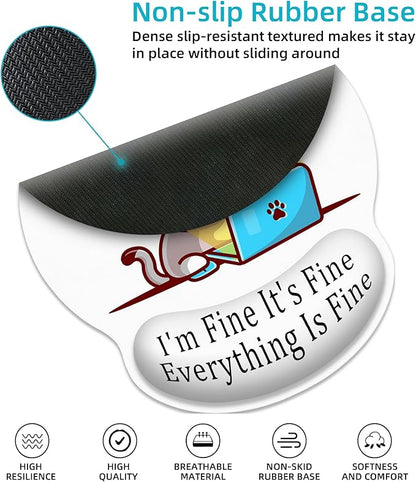 Ergonomic Mouse Pad with Wrist Support,Working Cat Mouse Pad with Wrist Rest,Relieve Wrist Pain Mousepad Non-Slip Rubber Base,Cute Mouse Pads for Desk,Computers,Laptop,Office,Gaming,Accessories
