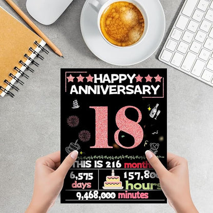 Joycard 18th Anniversary Card for Women, Wedding Card for Wife, Sweet Marriage Decorations Gifts for Couple, Perfect for Her on Anniversary Day, Back in 2007