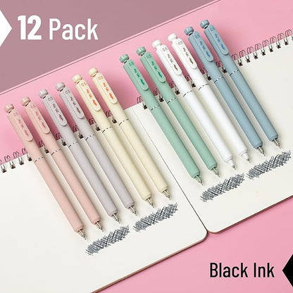 Mr. Pen- Retractable Gel Pens, 12 Pack, Black Ink, Soft Pastel Barrel Gel Pens Fine Point 0.5mm, Retractable Pen, Cute Pen