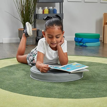 Factory Direct Partners SoftScape 15 inch Round Classroom Floor Cushions with Handles; Flex Seating for Daycare, Preschool, Playroom; 2 inch Thick Deluxe Foam (6-Piece) - Gray/Light Gray, 11232-GYLG