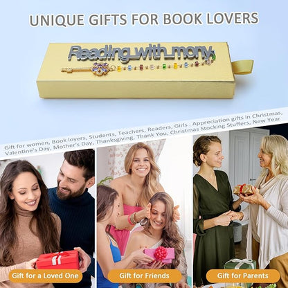 Metal Bookmark Cute Book Accessories Gifts for Women Teacher Readers Book Lovers for Christmas Mother's Day (Reading with Mony Silver)