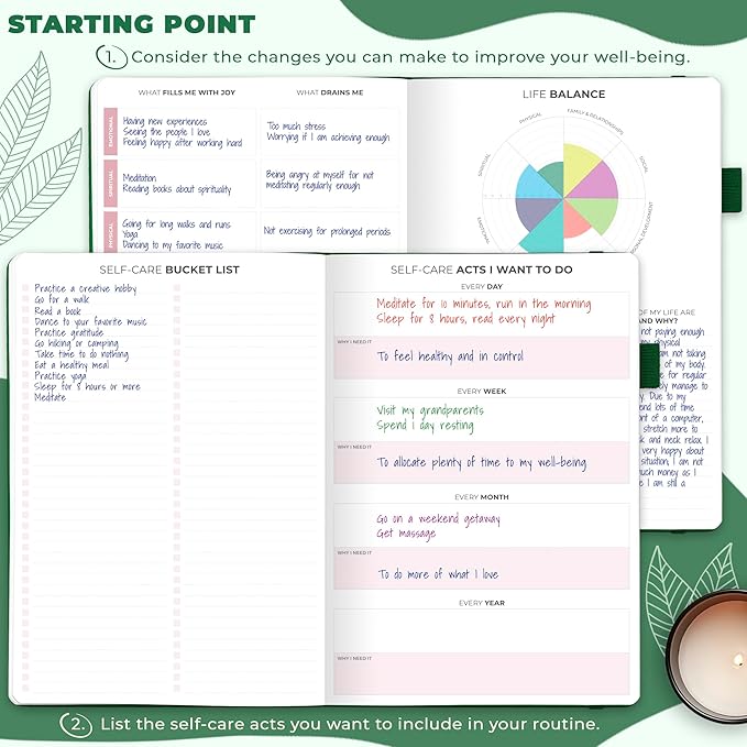 Clever Fox Self-Care Journal – Wellness & Daily Reflection Notebook – Mental Health & Personal Development Journal – Self-Care, Meditation & Mood Journal for Women & Men – Large (Forest Green)