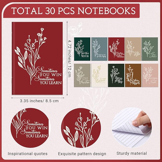 60 Pcs Inspirational Notebooks Motivational Mini Notepads Bulk Aesthetic Mini Notebook with Pen Employees Appreciation Gifts for Social Worker Coworkers Teachers Office (Joyous Colors)