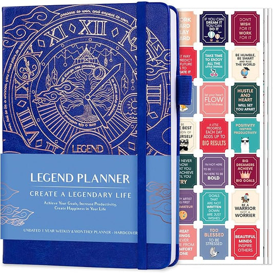 Legend Planner – Weekly & Monthly Life Planner to Hit Your Goals & Live Happier. Organizer Notebook & Productivity Journal. A5 (Royal Blue)