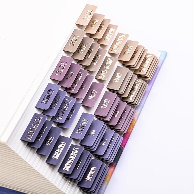 DiverseBee Laminated Bible Tabs (Gold Embossed Lettering), Bible Study Journaling Supplies, Bible Book Tabs, 73 Bible Tabs for Women and Men, Includes 4 Blank Tabs (Olive)