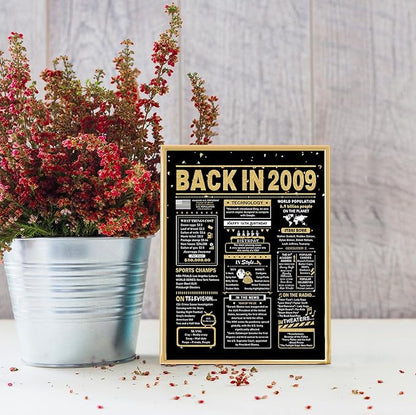 16th Birthday Card, 16th Birthday Decorations for Girls Boys, 16th Birthday Gifts for Son Daughter, Back in 2009 Birthday Card, Black Gold