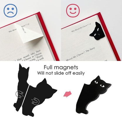 Magnetic Bookmarks - 6 Pieces Assorted Cute Book Markers Clip Set for Teachers Students Book Lovers Reading, for School Office Home Supplies, Kawaii Cat Magnet Page Markers