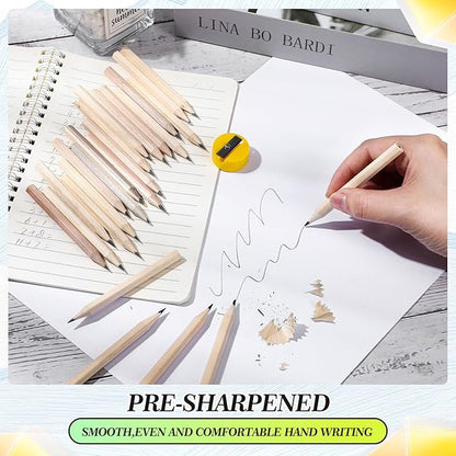 Yexiya Golf Pencils Bulk Half 2 HB 3.5 Pre Sharpened Hexagonal Yellow Wood Mini Pencils for Kids School Classroom Baby Shower Bridal Wedding Office Supplies(80 Pcs)