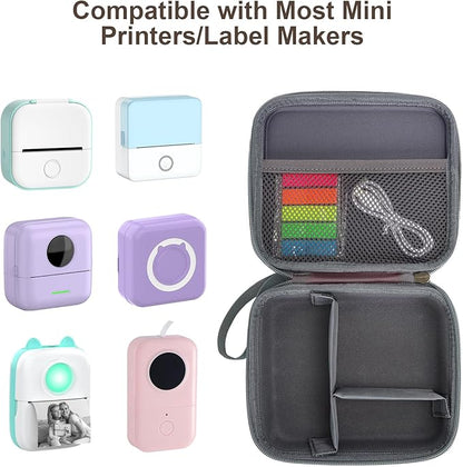 QYCHHJ Carrying Case for Phomemo T02/Memoking/HUIJUTCHEN Mini Sticker Printer, Portable Hard Travel Case for Label Maker, Thermal Printer Paper, Pink