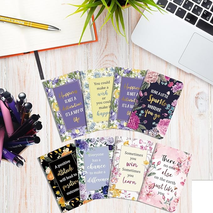 Funrous 32 Pcs Motivational Quote Pens Inspirational Notepads Mini Journal with Ballpoint Pen Small Notebooks Gift Set for Men Women Coworkers, Adult Party Favors Prizes Gift Bulk(Motivational)