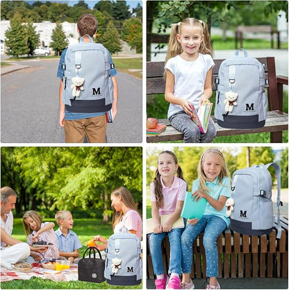 Boys and Girls Insulated Lunch Bag Set Backpack, Youth School Backpack, Children's Backpack, Laptop Backpack (blue)