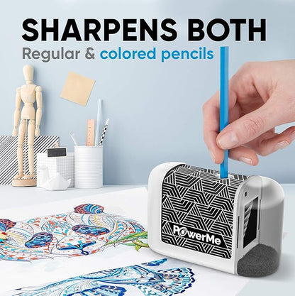 Electric Pencil Sharpener - Pencil Sharpener Battery Powered for Kids, School, Home, Office, Classroom, Artists – Battery Operated Pencil Sharpener For Colored Pencils, Ideal For No. 2 (White)