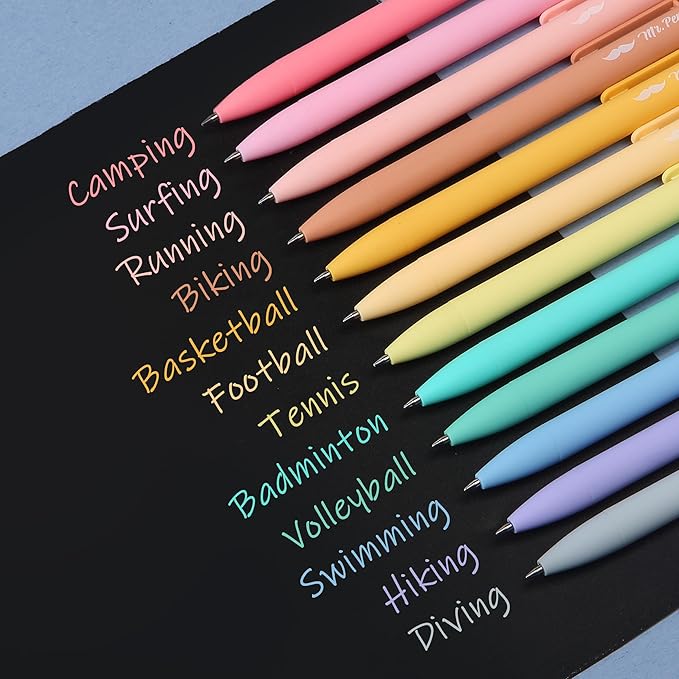 Mr. Pen- Retractable Gel Pens, 12 Pack, Assorted Colors, Fast Dry, Gel Pens Fine Point 0.7mm, Retractable Pens, Cute Pens, Gel Ink Pens, Aesthetic Pens for Journaling, Pastel Pens, Fine Tip Pens