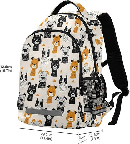 MNSRUU Laptop Backpack with Chest Strap, Cute Dogs School Backpack, Travel Hiking Backpack for Boys Girls Teen Adult, Rucksack, Knapsack
