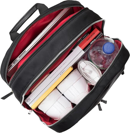 KNOMO Beaufort 15.6" Laptop Backpack Work Bag Purse Large Travel Rucksack with Silver Zip, Black