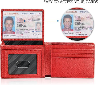 RUNBOX Wallet for Men Slim Rfid Leather 2 ID Window With Gift Box