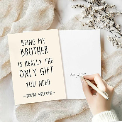 Happy Birthday Card for Brother, To My Brother, Funny Brother Birthday Card, Brother Birthday Gifts from Sister, Humor Bro Bday Gift Cards, Birthday Gifts for Brother