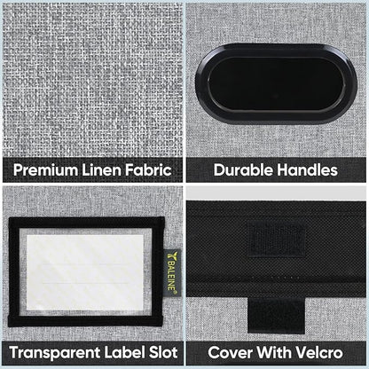 BALEINE File Organizer Box with Lid, Collapsible File Folder Organizer with Plastic Slide, Hanging File Folder Box for Office Document Storage (2 Pack, Grey)