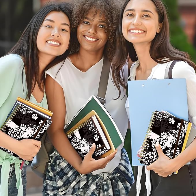 Spiral Journal Notebook, A5 Cute Notebooks for Women Men, College Ruled Hardcover Notebook for Work & Note Taking, 60 Pages Double-Wire Journals for Writing Black White Leopard