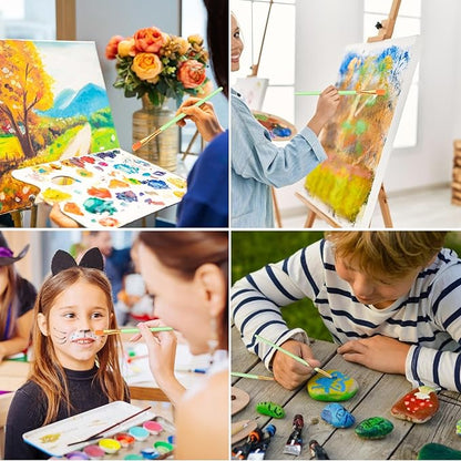 ESRICH Paint Brushes Set,10 Packs 100 Pcs Acrylic Paint Brush Set,St. Patrick's Party Acrylic Oil Watercolor, Face Nail Art, Miniature Detailing,Rock Painting,Painting Artist Professional Kits(Green)