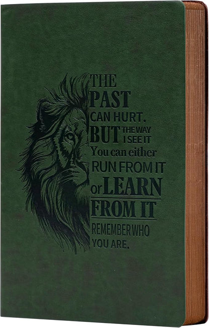 Leather Journal for Men Soft Cover 256 Pages Lined Journals for Writing A5 Lion Journaling Notebooks Vintage Inspirational Diary, 5.7" x 8.3", Green