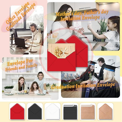 ASSTAONO-A7 Red Envelopes,100 Pack 5x7 Red Envelopes V Flap,Invitation Envelopes for 5x7 Cards,Photos,Wedding,Graduation,Announcements,Baby Shower,5.25 x 7.25 Inches