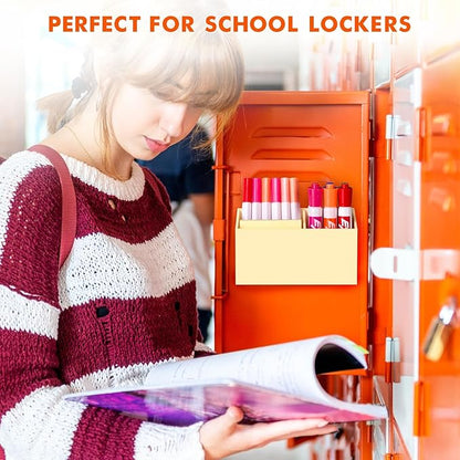 BEYGORM Magnetic Dry Erase Marker Holder for Whiteboard,Non-slip Acrylic Magnet Pen Holder for Fridge Refrigerator,Locker Organizer for Work,Locker Accessories,Pencil Cup for Desk(Beige)