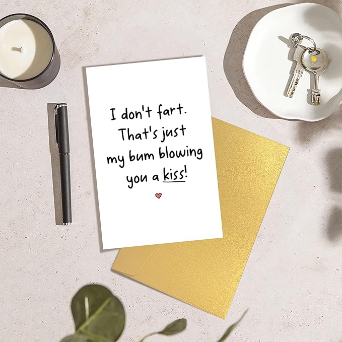 Funny Fart Anniversary Card, Humor Birthday Card for Husband Wife, Valentines Card for Him Her, My Bum Blowing You A Kiss