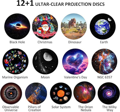 Star Projector,Galaxy Projector for Bedroom,HD Image Large Projection Area LED Lights with 4K Replaceable 13 Galaxy Discs,Timer,Meteor & Lighting Effects,Sky Light for Kids Adults Party Home Decor