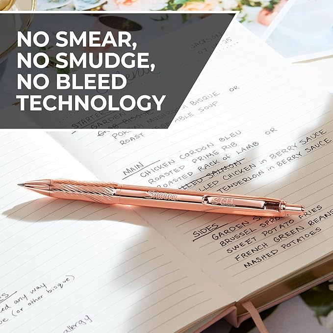 Sharpie S-Gel, Gel Pen, Copper Metal Body, Medium Point (0.7mm), Black Ink, Includes 1 Pen and 1 Additional Ink Refill