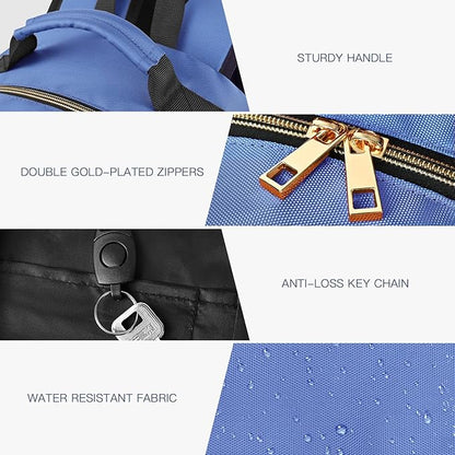 Travel Laptop Backpack for women, Work Backpack Woman with USB Charging Port, Water Resistant College Backpack, Stylish Quilted Girls Backpack Casual Daypack for 15.6 Inch Laptop, Blue