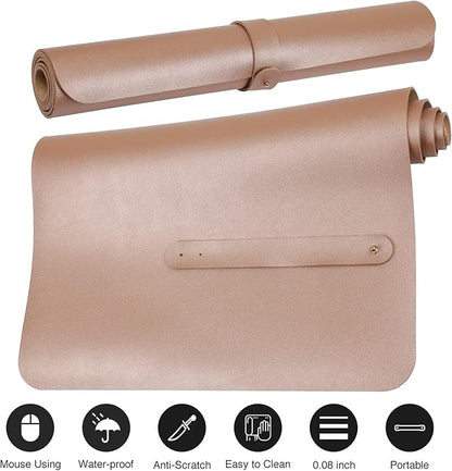 Boutilon Leather Desk Pad 30" x14",Non-Slip Mouse Pad,Office Desk Mat,Waterprooft PU Leather Desk Blotter,Desk Pad Protector,Desk Writing Pad for Home Office Decor (M-Champagne)