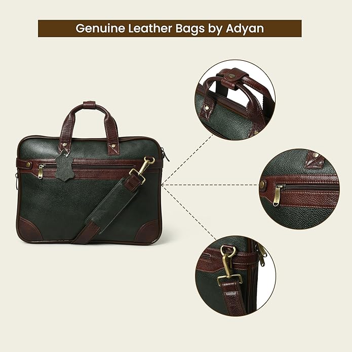 ADYAN 15 inch Leather Briefcases for Men and Women Laptop Bag Business Travel Messenger Bag Vintage Leather Best Office Satchel Bag