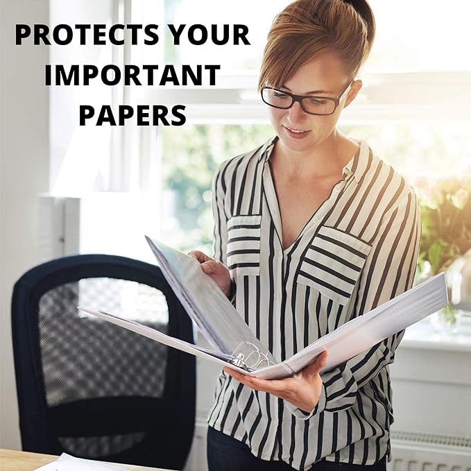 Performore 3 Ring Binder, Professional Angle D Ring Binder 4 Inch, Presentation Folder for Standard Pages 8.5 x 11 with Pockets, Crystal Clear View White Binder (2 Pack)