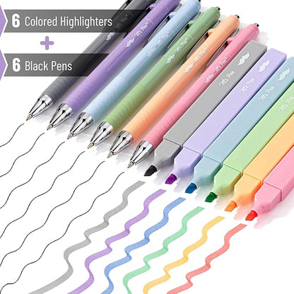Mr. Pen- Aesthetic Highlighters and Pens No Bleed, 12 Pack, Assorted Colors Bible Highlighters No Bleed, Black Ink Bible Pens, No Bleed Highlighters for Bibles, Bible Pens No Bleed Through