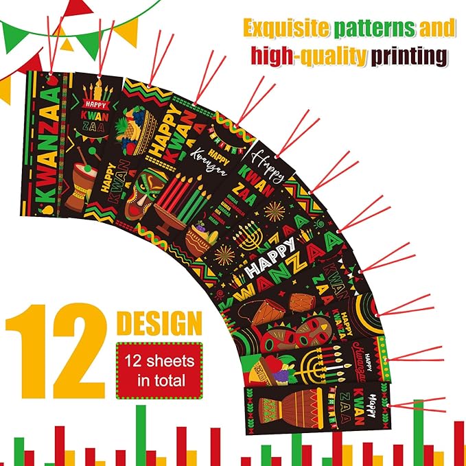 240 Pcs Kwanzaa Bookmarks with Ribbon Happy Kwanzaa Double Sided Page Markers African Traditional Heritage Reading Accessories for Book Lovers Kwanzaa Holiday Party Festival Celebrates