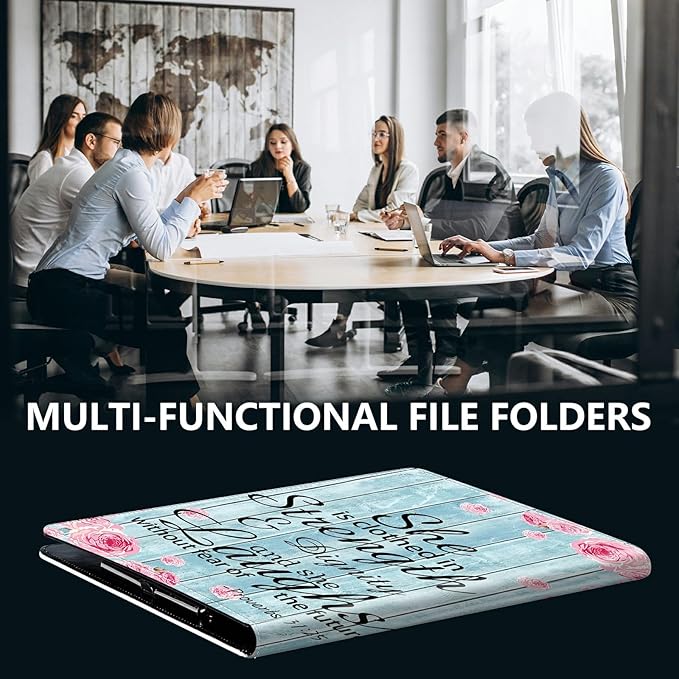 PU Leather Padfolio Folder Clipboard Portfolios Organizer Conference Document Organizer with Business Card Holder Storage Clipboard Writing Pad,Bible Quote Proverbs 31-25