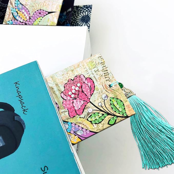 pigpigboss Flower Birds Bookmark Diamond Painting Kit 2 Pieces Diamond Painting Arts Flower Bookmark Diamond Painting Set for Adult Book Decor Bookmark Diamond Dot (21 X 6 CM)