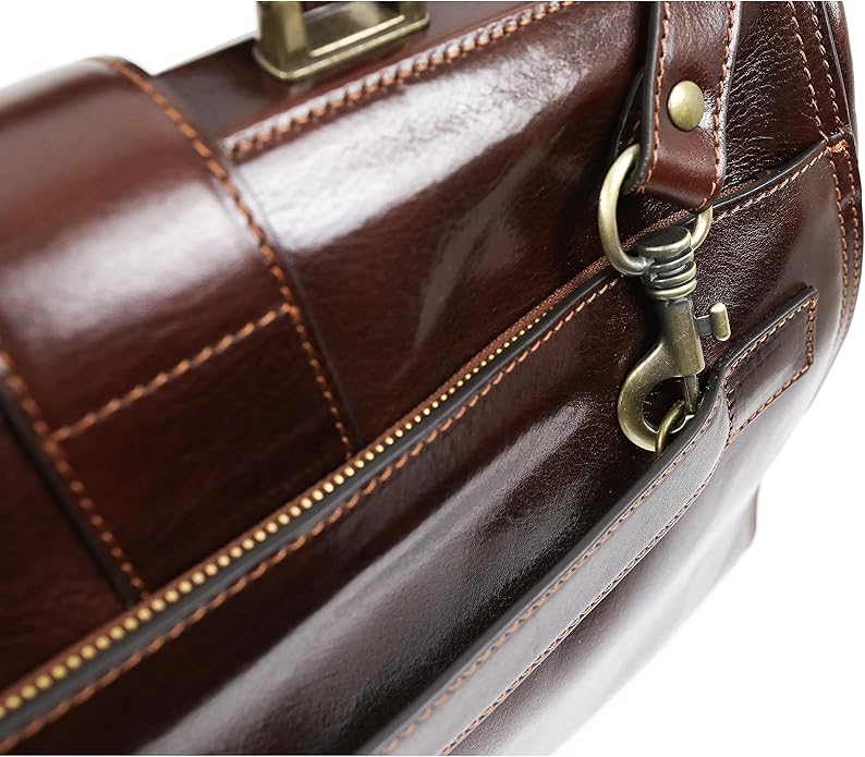 Time Resistance Leather Doctor Bag Purse - Large Italian Handmade Medical Bag - Vintage Style Handbag - Leather Briefcase