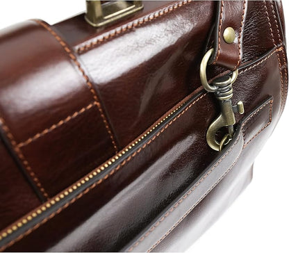 Time Resistance Leather Doctor Bag Purse - Large Italian Handmade Medical Bag - Vintage Style Handbag - Leather Briefcase