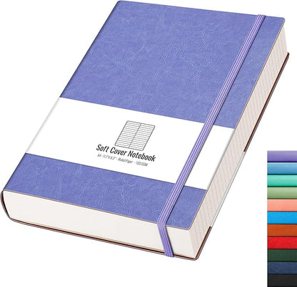 AHGXG College Ruled Notebook A4-320 Pages Large Journal 8.5''×11'', Thick Notebooks for Note Taking, 100gsm Thick Paper, Leather Softcover, for Women Men - Purple