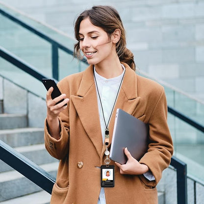 Colorful ID Badge Holder with Silicone Beads Lanyard Set,Cute Teacher Breakaway Lanyard for Keys & Keychain with Cute Retractable Badge Reel Holder,Gift for Women,Nurse, Teacher. (2 Leopard)