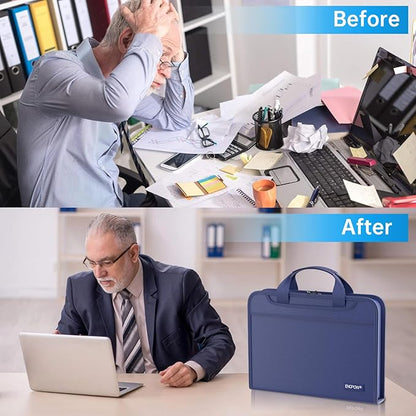 ENGPOW Accordion File Organizer,Fireproof Expanding File Folder with Multi Pockets,13 Pockets Document Organizer with Handle & Labels,Portable Home Travel Safe Storage Folder for Letter A4 Files,Blue