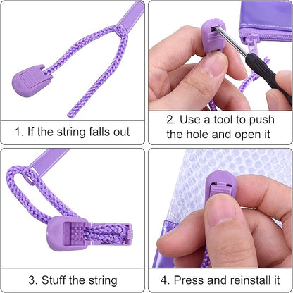 Zipper Pouch, Wisdompro 4 Packs Durable Letter Size Waterproof Mesh File Bag, Document Organizer - Pink/Blue