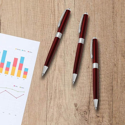 Cambond Ballpoint Pens Red Pens - Black Ink Fancy Pens for Journaling Gift Business Men Police Flight Attendants, Smooth Writing 1.0 mm Medium Point, 3 Pens with 3 Extra Refills (Red)